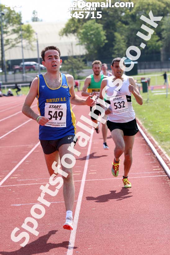 Senior mens 1500 metres, 2019 North Eastern Track and Field Champs., Middlesbrough. Photo:  David T. Hewitson/Sports for All Pics